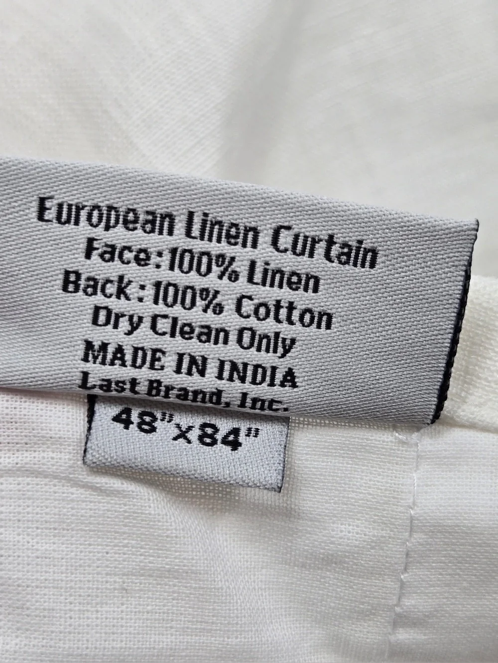 NWT QUINCE Set Of 2 48x84 European Linen Curtains White 0494